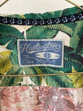 Huntington Men's Green Tropical Button-Down Shirt